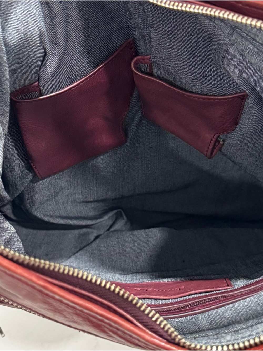 Christopher Kon Maroon Leather Hobo Bag - Pleated Slouchy Shoulder Purse - Picture 8 of 15